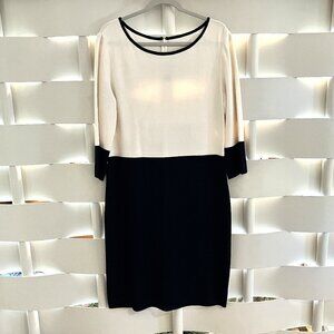 St. John Collection White & Black 3/4 Sleeve Midi Sweater Dress Size 14